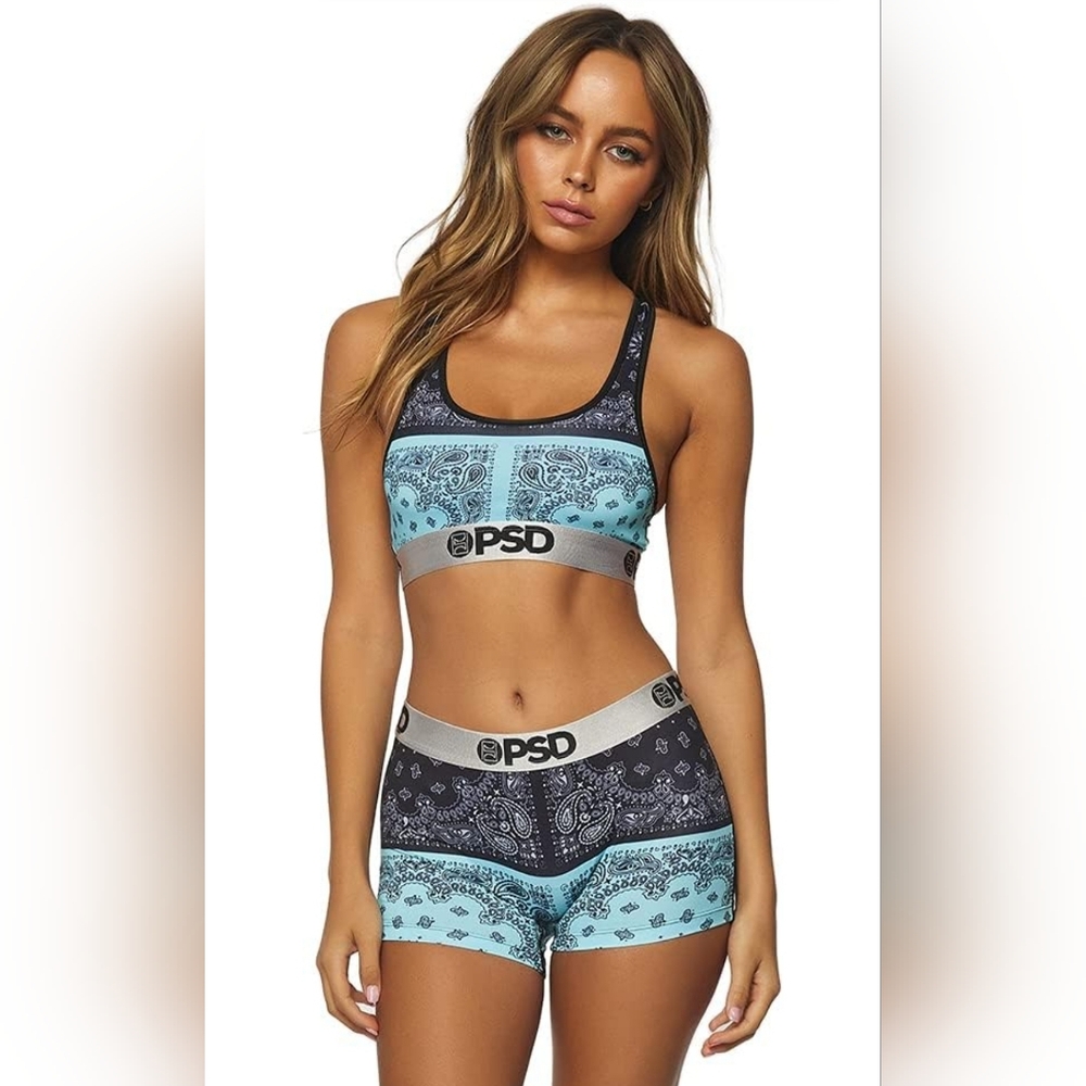PSD Bandana Print Womens Sports Bra Size Large